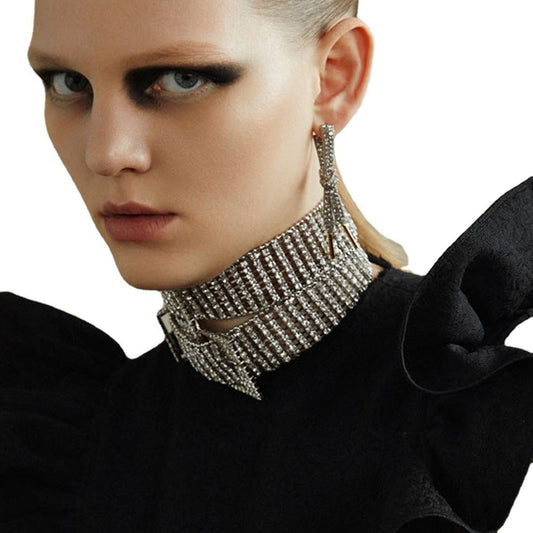 New fashion full diamond choker women Europe and America sexy personality belt multi-layer rhinestone necklace